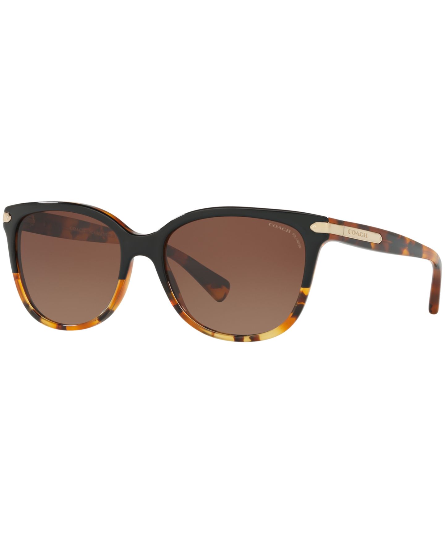 Женские солнцезащитные очки Coach Polarized Polarized Sunglasses, HC8132, цвет: Черепаховый / Коричневый градиентный — фото 1