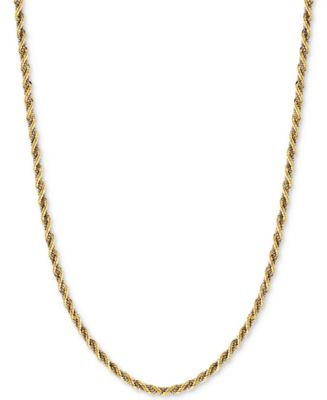 Two-Tone Twisted Box-Link Rope Chain Necklace (2-1/3mm) in 14k Gold and ...
