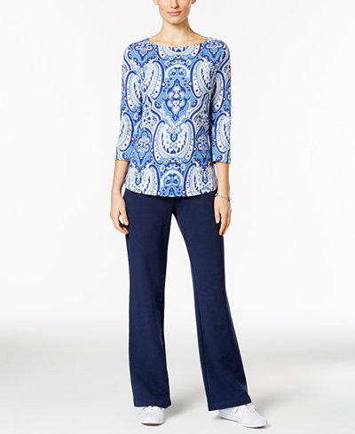 Charter Club Paisley Top & Pull-On Pants, Only at Macy's