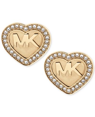 Michael Kors Logo Heart Pavé Stud Earrings