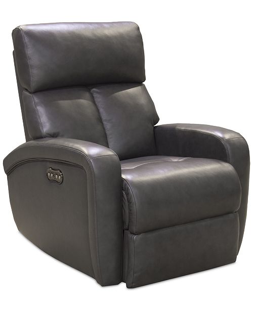 Furniture Criss Leather Power Recliner with Power Headrest and USB Power Outlet & Reviews ...