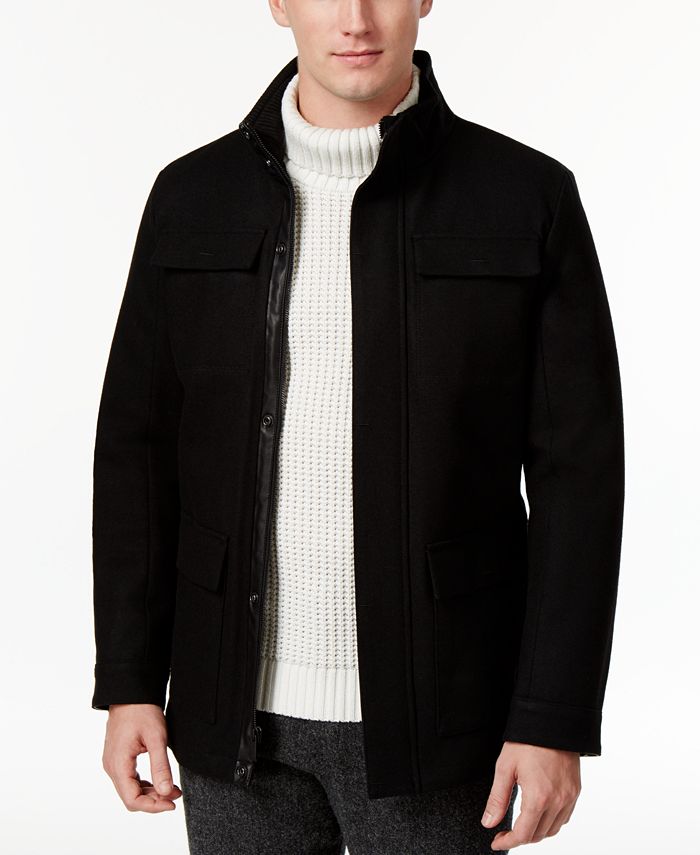 Calvin Klein Men's Wool Stand-Collar Coat - Macy's