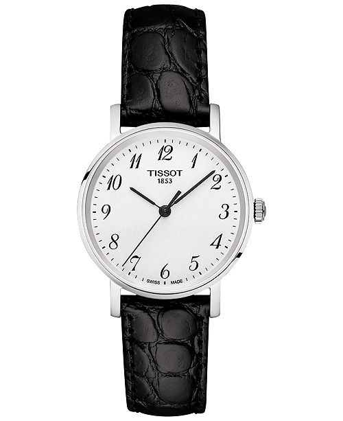 Tissot Women S Swiss Everytime Black Leather Strap Watch 30mm T1092101603200 Reviews All Fine Jewelry Jewelry Watches Macy S