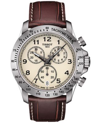 Tissot - Men's Swiss Chronograph V8 Brown Leather Strap Watch 42mm T1064171626200