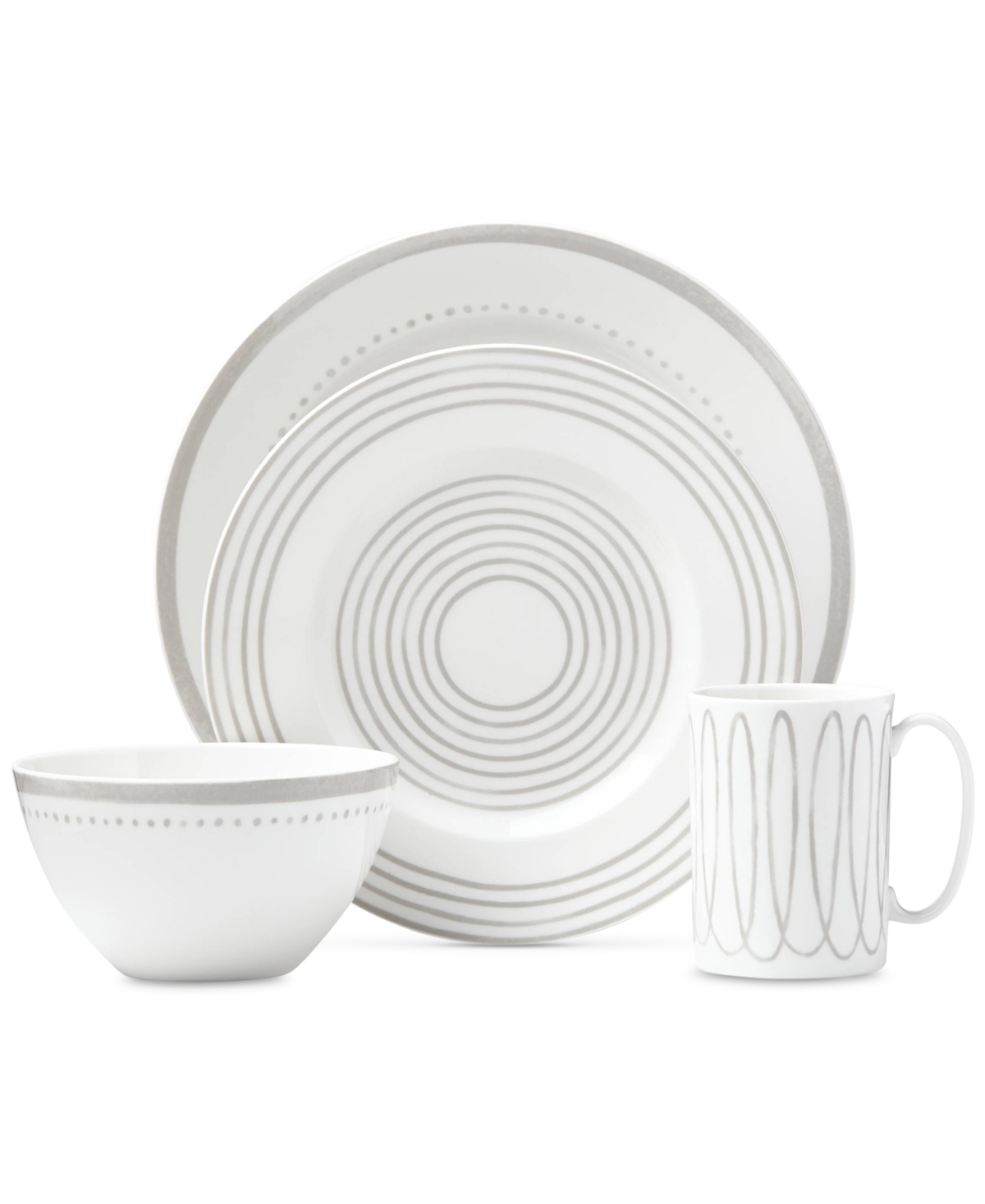 Charlotte Street West Grey Collection 4-Piece Place Setting - White