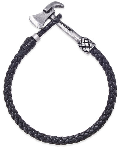 Steve Madden Men's Leather Ax Bracelet