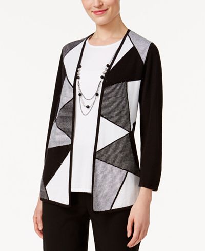 Alfred Dunner City Life Colorblocked Layered-Look Sweater