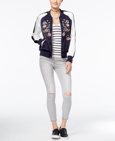 American Rag Embroidered Bomber Jacket & Ripped Skinny Jeans, Only at Macy's