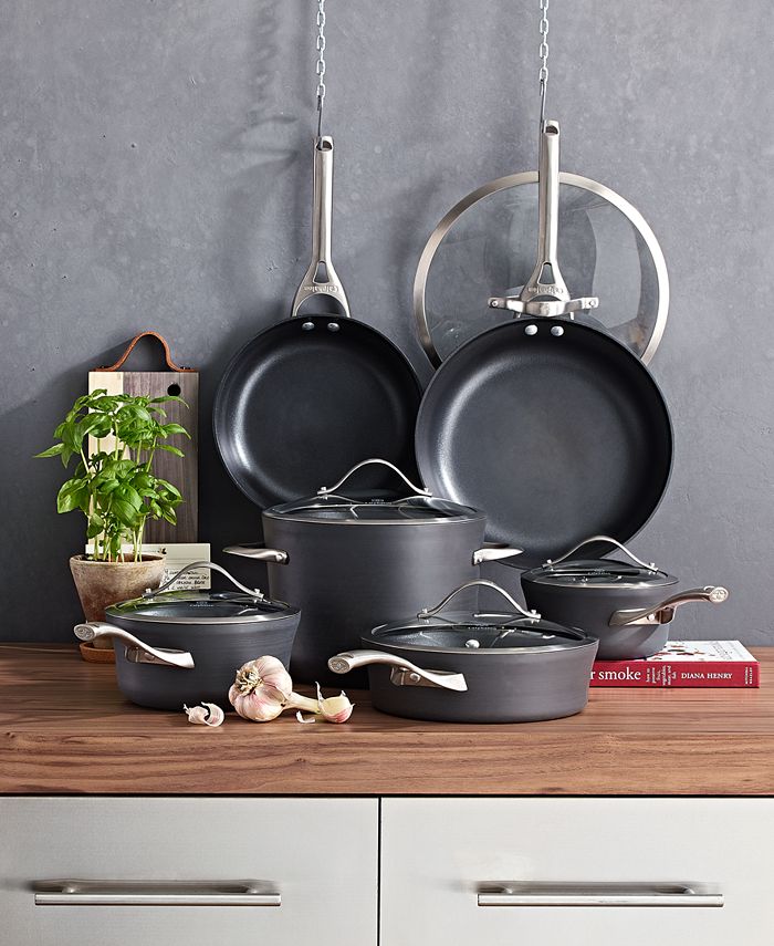 Calphalon 11-Piece Pots and Pans Set, Oil-Infused Ceramic Cookware with  Stay-Cool Handles, PTFE- and PFOA-Free, Dark Grey