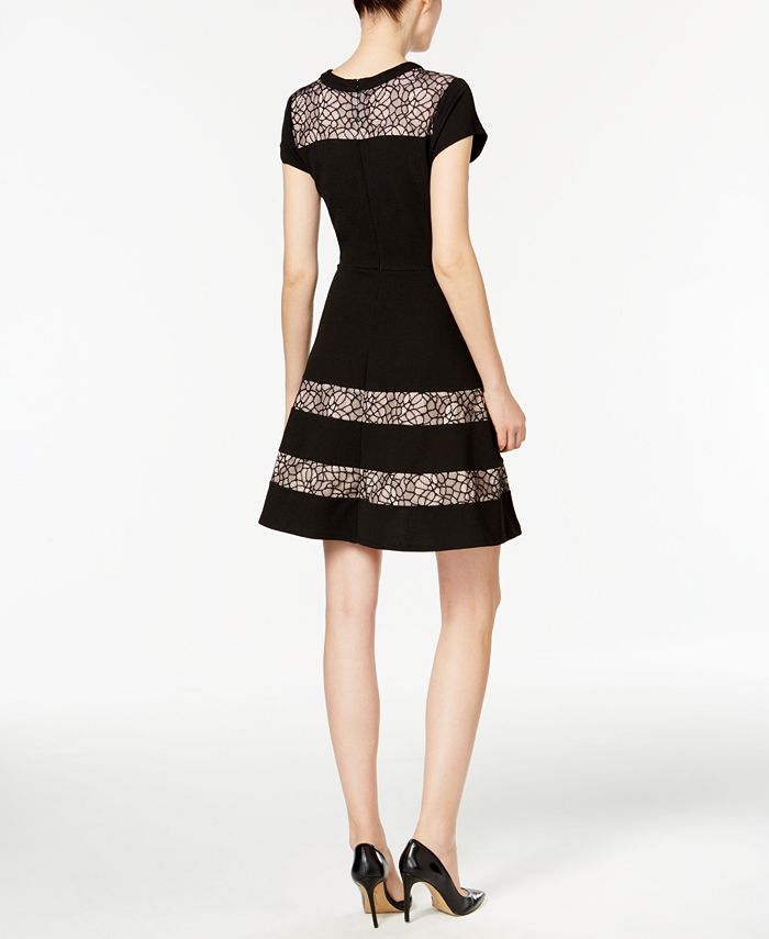 NY Collection Lace-Trim Fit & Flare Dress - Macy's