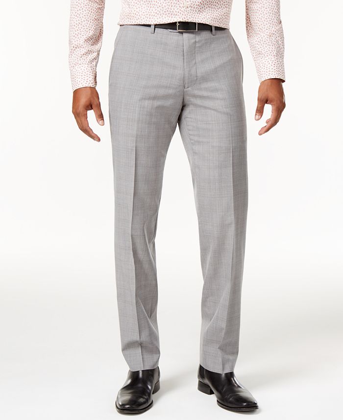Bar III Men's Slim-Fit Light Gray Plaid Suit Pants, Created for Macy's ...
