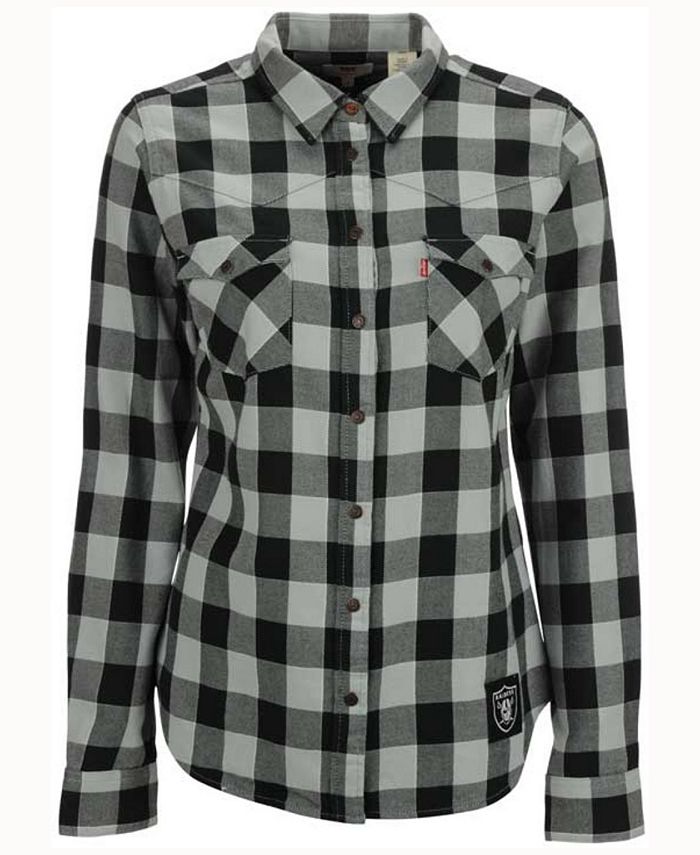 Levi's Women's Oakland Raiders Plaid Button Up Woven Shirt - Macy's