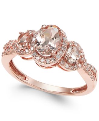 Morganite (3/4 ct. t.w.) and Diamond (1/4 ct. t.w.) Ring in 14k Rose ...