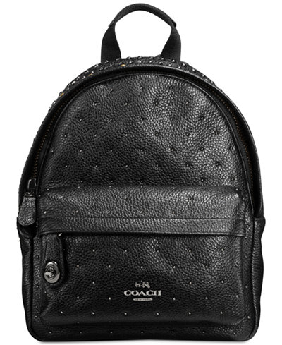 COACH Bandana Rivets Mini Campus Backpack in Pebble Leather