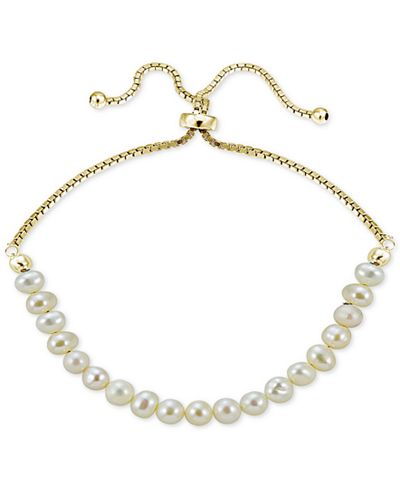 Giani Bernini 18k Gold-Plated Sterling Silver Fresh Water Pearl Adjustable Bracelet, Only at Macy's