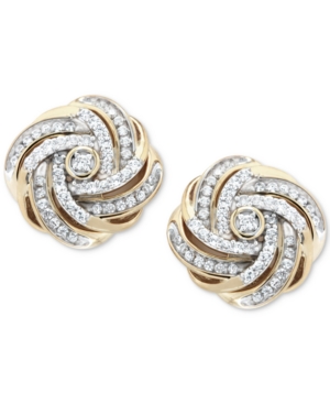 image of Diamond Love Knot Stud Earrings (1/2 ct. t.w.) in 14k Gold-Plated Sterling Silver