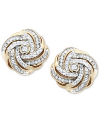 Macy&#39;s Diamond Love Knot Stud Earrings (1/2 ct. t.w.) in 14k Gold-Plated Sterling Silver ...