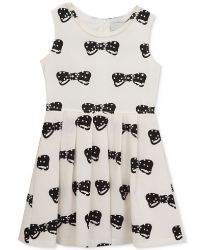 Rare Editions Bow-Print Dress, Toddler & Little Girls (2T-6X)