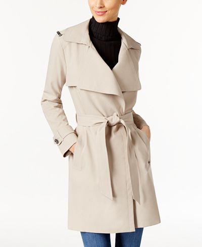 MICHAEL Michael Kors Belted Raincoat - Coats - Women - Macy's