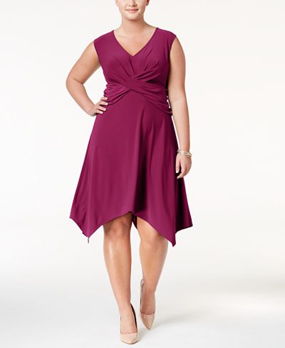 Love Squared Trendy Plus Size Handkerchief-Hem Dress