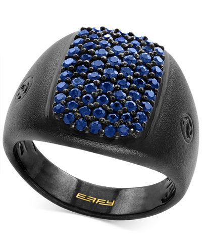 EFFY® Men's Sapphire Cluster Ring (1-1/3 ct. t.w.) in Black Rhodium-Plated Sterling Silver