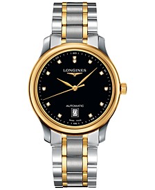 Men's Swiss Automatic Master Collection Diamond Accent Silver-Tone and 18k Gold-Plated Stainless Steel Bracelet Watch 39mm L26285577