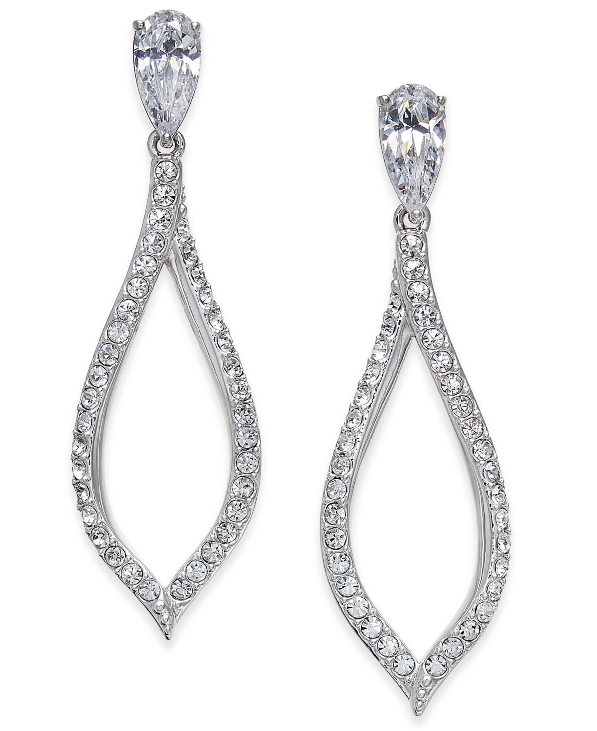 Silver-Tone Pave Drop Earrings, Created for Macy's - Silver
