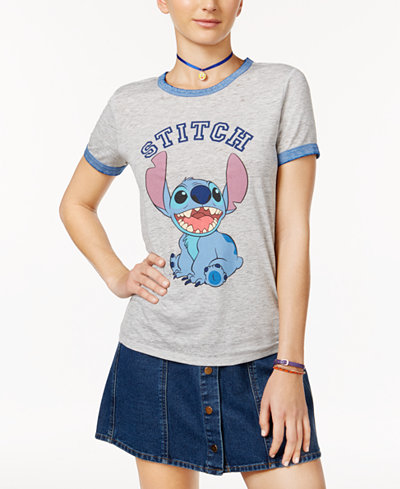 Freeze 24-7 Juniors' Disney Stitch Graphic Ringer T-Shirt
