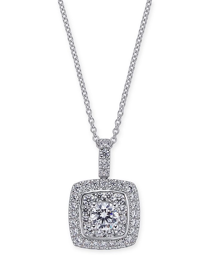 Macy's Diamond Square Pendant Necklace (1-1/4 ct. t.w.) in 14K White ...
