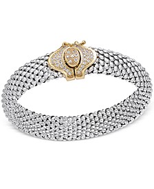 Diamond Dew Drop Popcorn Mesh Bracelet (1/2 ct. t.w.) in Sterling Silver and 14k Plated Gold