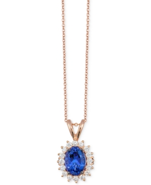 image of Le Vian Chocolatier Tanzanite (1 ct. t.w.) and Diamond (1/3 ct. t.w.) Pendant Necklace in 14k Rose Gold