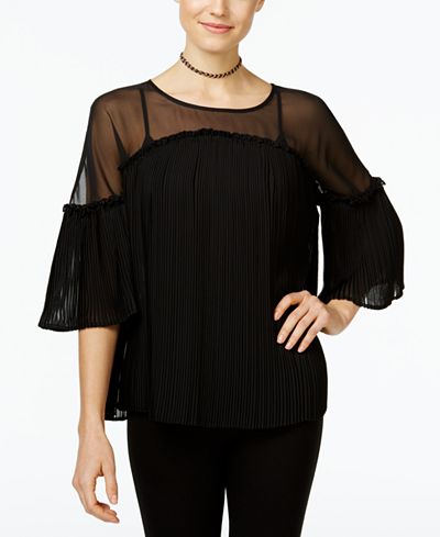 INC International Concepts Pleated Illusion Peasant Top, Only at Macy's