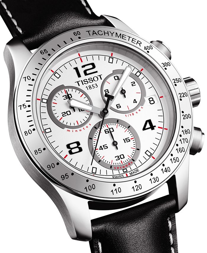 Tissot Men's Swiss Chronograph TSport V8 Black Leather Strap Watch