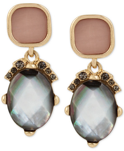 Kenneth Cole New York Gold-Tone Colored Shell and Stone Drop Earrings