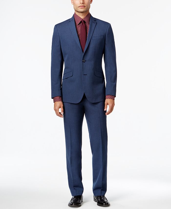 Kenneth Cole Reaction Men's Slim-Fit Blue Pindot Suit & Reviews - Suits ...