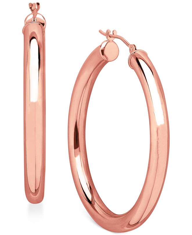 Macy's Polished Tube Hoop Earrings in 14k Rose Gold & Reviews ...