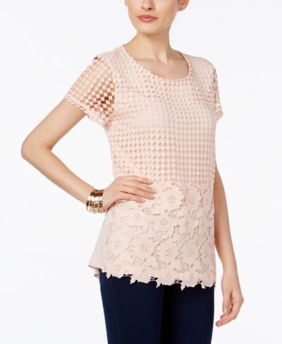 INC International Concepts Embellished Crocheted Top, Only at Macy's