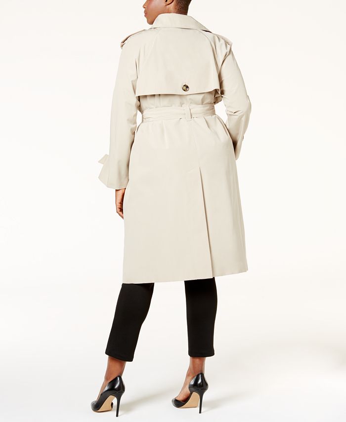 London Fog Plus Size Hooded Double Breasted Long Trench Coat & Reviews ...