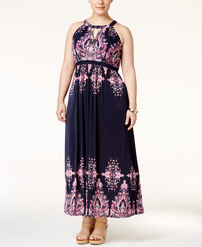 INC International Concepts Plus Size Printed Maxi Dress, Only at Macy&#39;s - Dresses - Plus Sizes ...