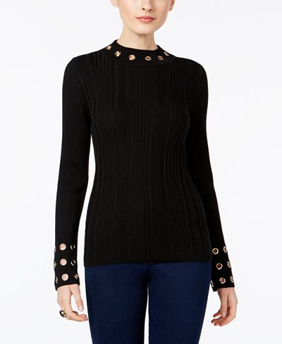 INC International Concepts Grommet-Trim Mock-Neck Sweater, Only at Macy's