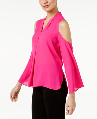 Vince Camuto Pleated Cold-Shoulder Blouse