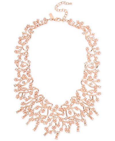 M. Haskell for INC International Concepts Rose Gold-Tone Imitation Pearl and Crystal Statement Necklace, Only at Macy's