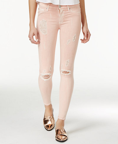 Hudson Jeans Nico Destructed Sunkissed Pink Wash Skinny Jeans