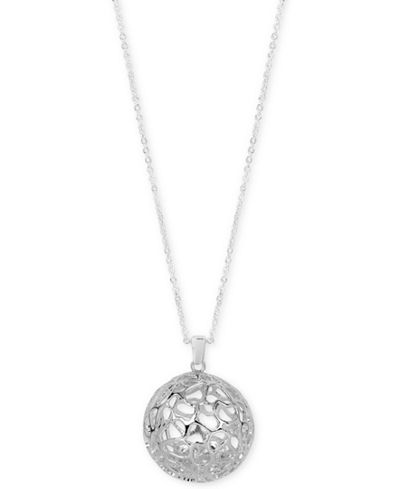 Touch of Silver Silver-Tone Crystal Filigree Ball Pendant Necklace