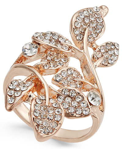 INC International Concepts Rose Gold-Tone Pavé Multi-Leaf Ring, Only at Macy's