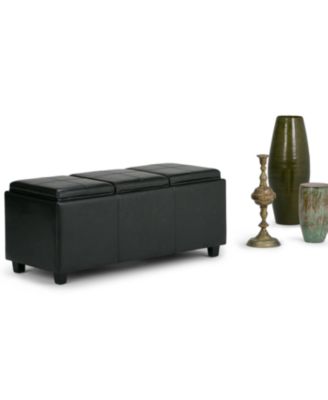 Avalon Faux Leather Storage Ottoman with 3 Trays