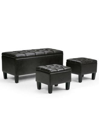 Simpli Home - Fabric 3-Piece Rectangular Storage Ottoman Set, Direct Ship