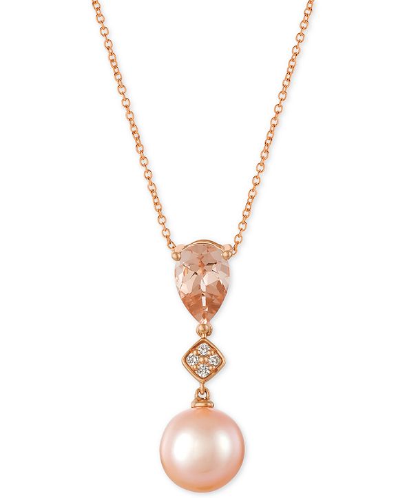 Le Vian Peach (9/10 ct. t.w.), Pink Cultured Freshwater Pearl (10mm) and Diamond
