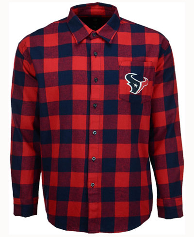 Forever Collectibles Men's Houston Texans Large Check Flannel Button Down Shirt