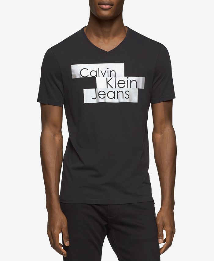 Calvin Klein Jeans Men's Big and Tall Stacked Block Logo Graphic-Print ...